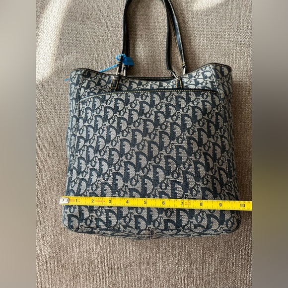 Christian Dior Denim Dark Blue/Grey Oblique &  Leather Tote - Picture 11 of 15